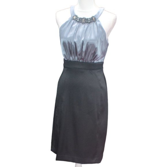 Jones Studio Bead & Crystal Embellished Gray & Black Dress, Size 10 - Picture 6 of 9